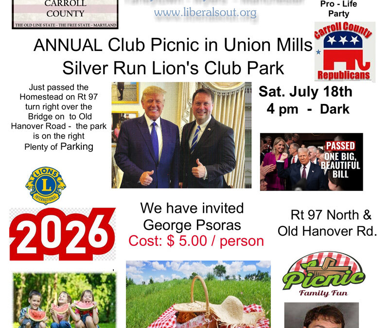 You’re INVITED: TDRC’s ANNUAL CLUB PICNIC—Saturday, July 18th!