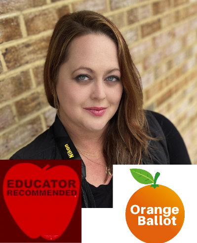 photo of Marie Bishoff with her Orange Ballot Logo